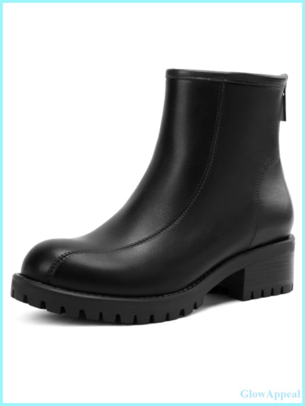 Wide Width Faux Leather Ankle Combat Boots Low Block Heel